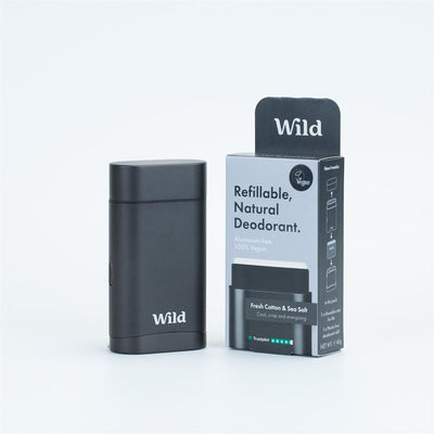 Wild Men's Black Case and Fresh Cotton & Sea Salt Deo 40g