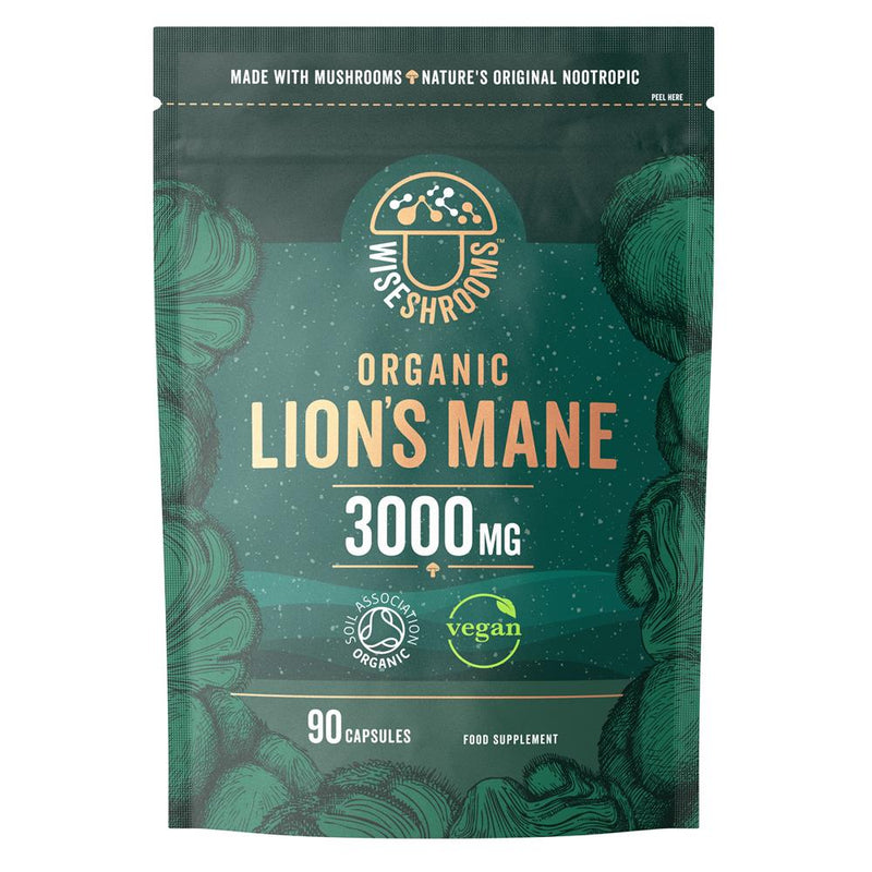 Wiseshrooms Organic Lions Mane 3000mg - 90 Vegan Capsules