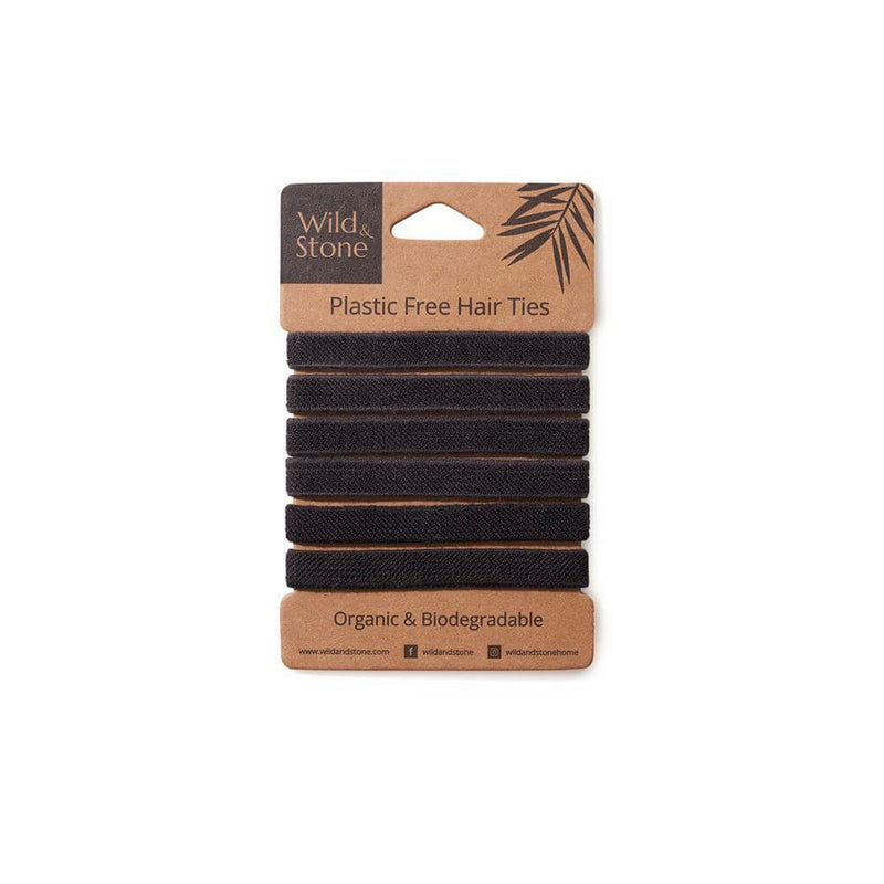 Plastic Free Hair Ties - 6 Pack - Black