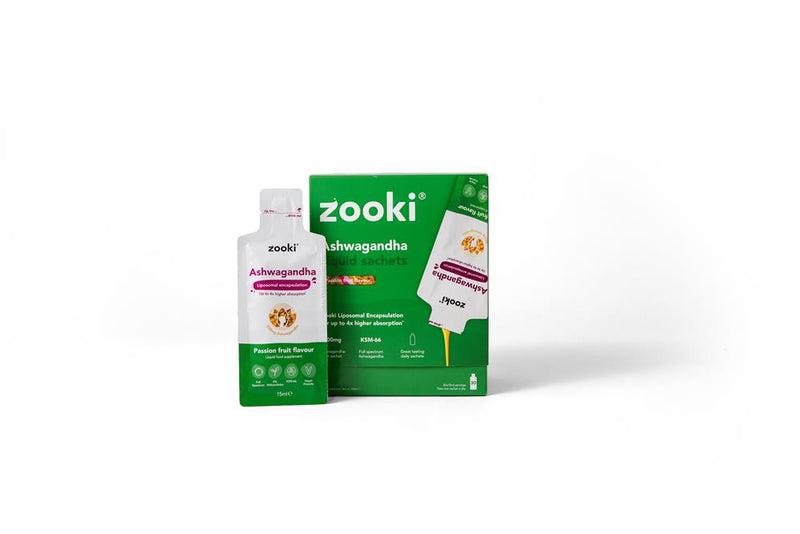 Zooki Liposomal Ashwagandha KSM-66 500mg - 14 Liquid Sachets